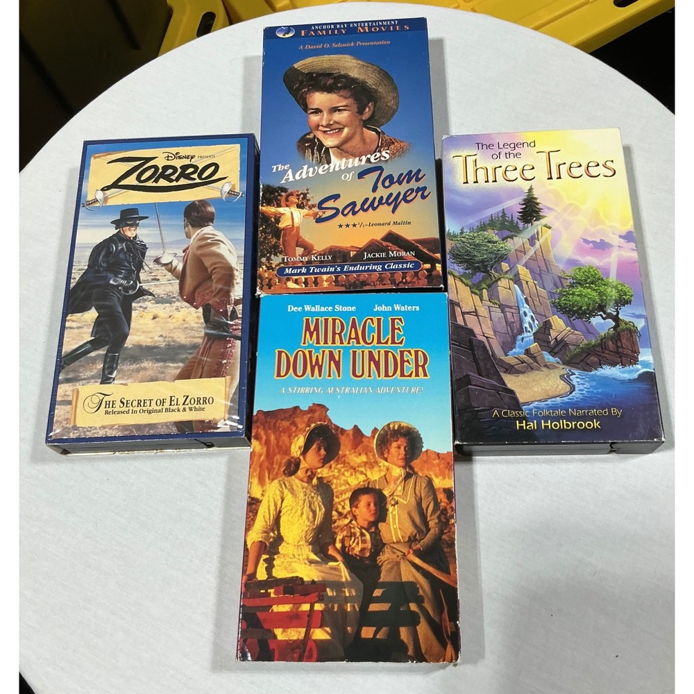 Vintage Family VHS Lot 4 Disney Zorro Tom Sawyer Miracle Down Under